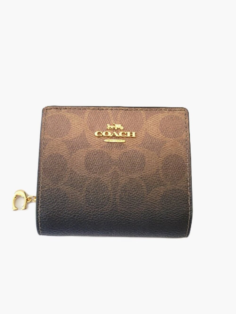 Coach CEC36 Snap Wallet Ombre Signature Brown Small Clutch